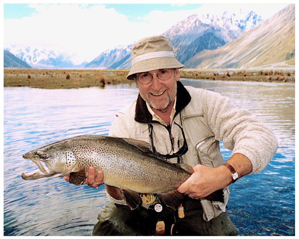 Chris Sandford with a New Zealand trout caught on a New Zealand Beetle fly